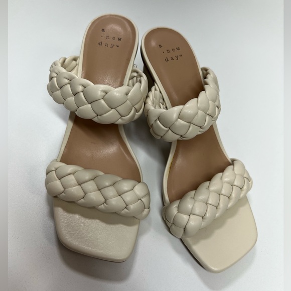 A New Day Women's Basil Mule Heels in Cream NEW Size 6 Braided Heeled Sandals - Picture 5 of 9